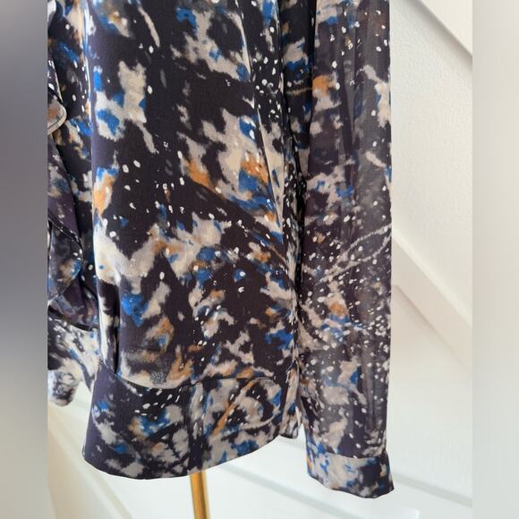 Cabi Starry Night Button Up Ruffle Chiffon Blouse Top Size Medium - Picture 3 of 13